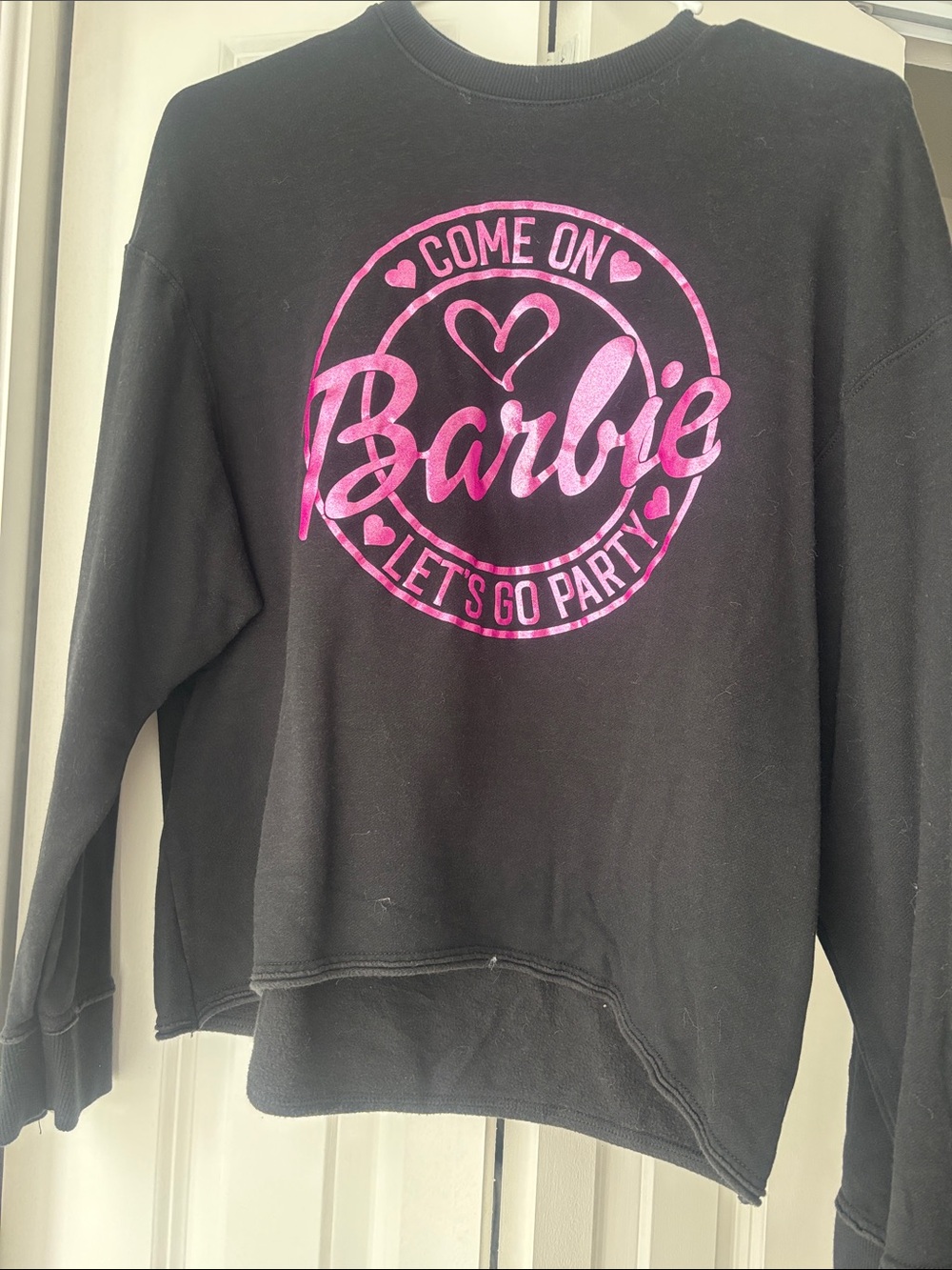 Nike Black Crewneck Sweatshirt with Pink Barbie Logo